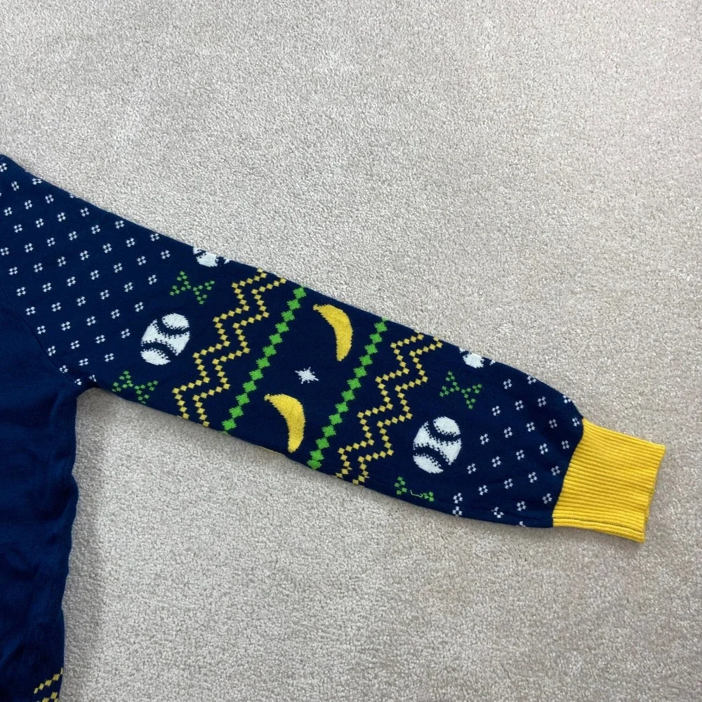 Go Bananas Savannah Bananas Sweater Mens XL Blue Ugly Christmas Holiday Baseball